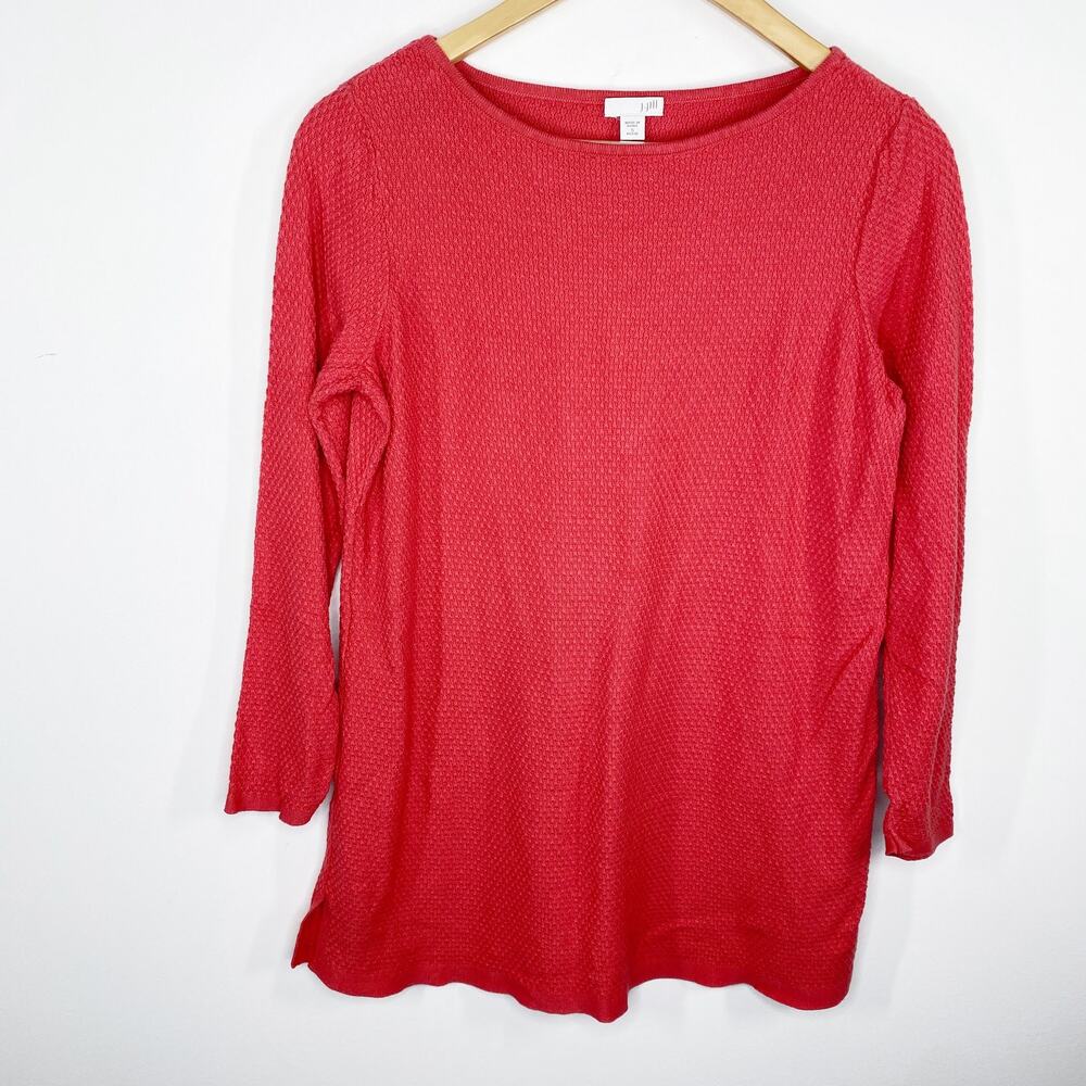 J.Jill Soft Red Knit Tunic Top Women Sz SP‎ Quiet Luxury Coastal Grandma Relaxed